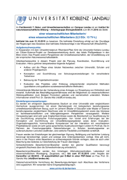 eines wissenschaftlichen Mitarbeiters (0,5 EGr. 13 TV-L)