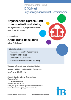 Internationaler Bund IB S&uuml;dwest Jugendmigrationsdienst