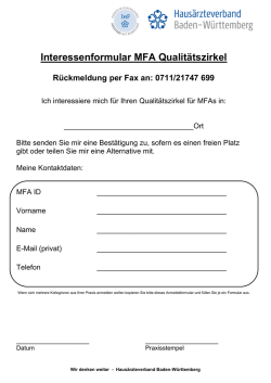 Interessenformular MFA Qualit&auml;tszirkel - Hausarzt-BW