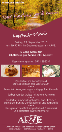 Herbst-Men&uuml; - Arvena Park Hotel