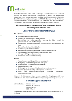 Leiter Materialwirtschaft (m/w)