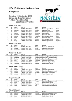 HZV Entlebuch Herbstschau Rangliste