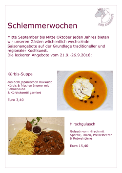 Schlemmerwochen - Angebote vom 21.9.-26.9.2016 Kürbis