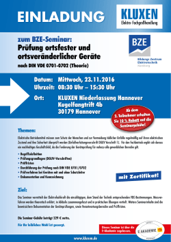 BZE-Seminar: Prüfung ortsfester und ortsveränderlicher