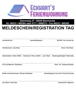 meldeschein / registration tag