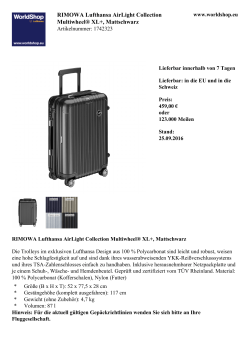 RIMOWA Lufthansa AirLight Collection Multiwheel® XL+, Mattschwarz