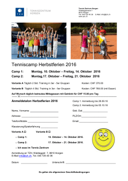 Tenniscamp Herbstferien 2016