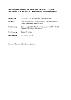 Vernissage am Freitag, 30. September 2016