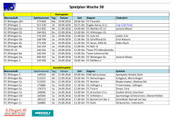 Spielplan Woche 38