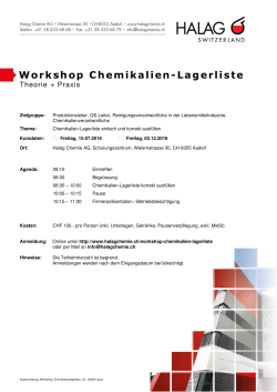 Workshop Chemikalien-Lagerliste