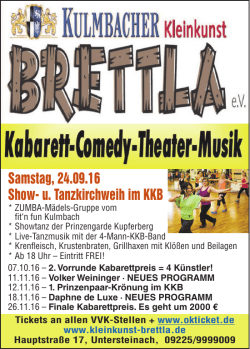 Samstag, 24.09.16 Show- u. Tanzkirchweih im KKB