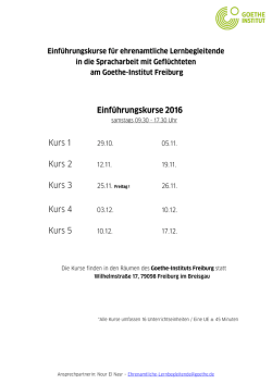 Einführungskurse 2016 Kurs 1 Kurs 2 Kurs 3 Kurs 4 Kurs 5