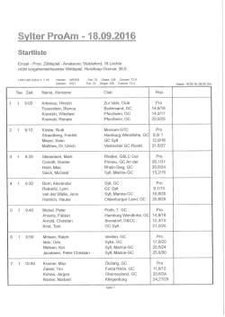 Startliste GC Sylt 18.09.16 - Golf