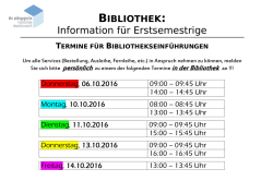 Information f&uuml;r Erstsemestrige
