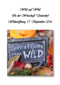Wild auf Wild In der Wirtschaft Unterdorf Wilderöffnung 17