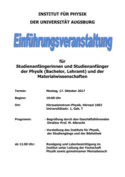 Einf&uuml;hrungsveranstaltung f&uuml;r