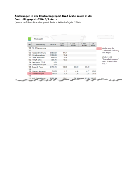 Änderungen in der Controllingreport-BWA Ärzte sowie in der