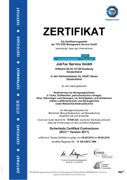 zertifikat - JobTec Service GmbH - Ihr Partner für Luftfördertechnik