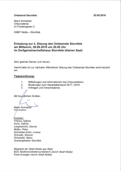 Einladung zur Ortsbeiratssitzung Stornfels am 28.09.2016