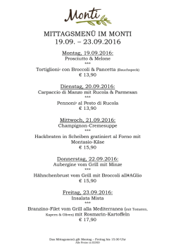 mittagsmen&uuml; im monti 19.09. &ndash; 23.09.2016