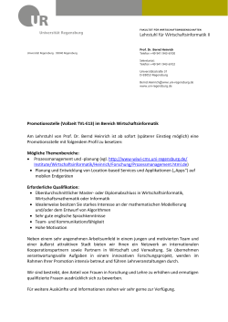 Lehrstuhl für Wirtschaftsinformatik II Promotionsstelle (Vollzeit TVL