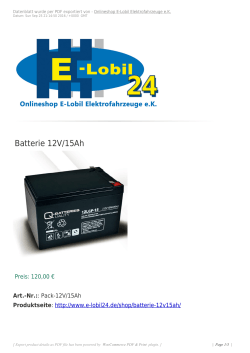 Batterie 12V/15Ah - E-Lobil Elektrofahrzeuge eK