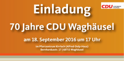 Einladung 70 Jahre CDU Waghäusel