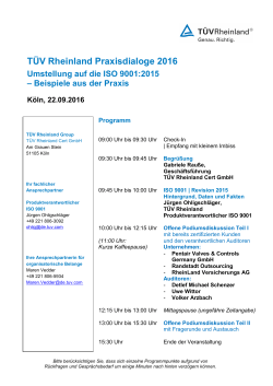 TÜV Rheinland Praxisdialoge 2016