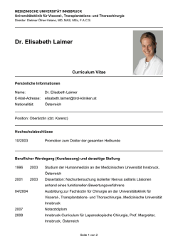 Dr. Elisabeth Laimer - Universit&auml;tsklinik f&uuml;r Visceral
