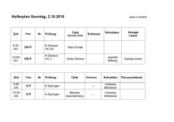 Helferplan Sonntag, 2.10.2016