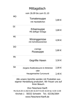 Mittagstisch - Ranft Fleischerei