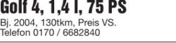 Golf 4, 1,4 l, 75 PS