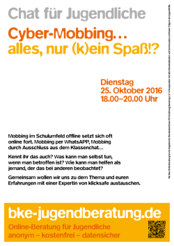 Dienstag 25. Oktober 2016 18.00&ndash;20.00 Uhr