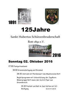 Programmablauf zum 125-jährigen Bestehen der St.Hubertus