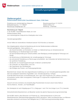 Stellenangebot Verwaltungsangestellte/r