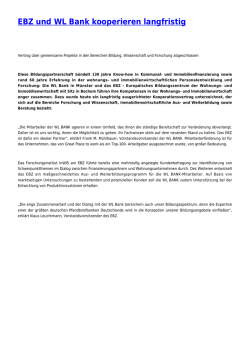 EBZ und WL Bank kooperieren langfristig - Rohmert