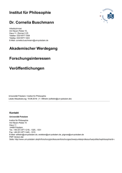Institut für Philosophie Dr. Cornelia Buschmann