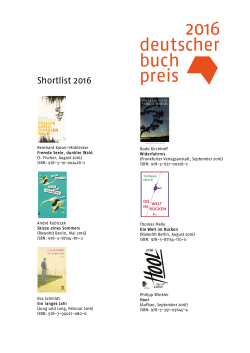 Shortlist 2016 - Deutscher Buchpreis