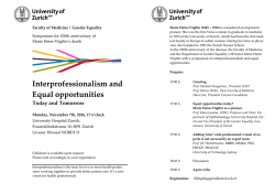 Interprofessionalism and Equal opportunities Today and Tomorrow