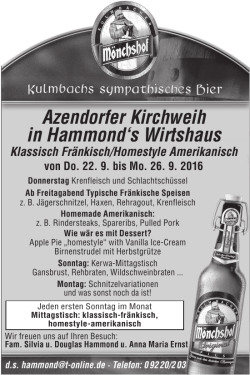 Azendorfer Kirchweih in Hammond`s Wirtshaus