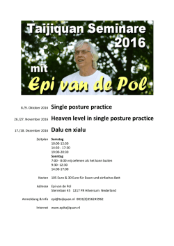 8./9. Oktober 2016 Single posture practice 26./27. November 2016