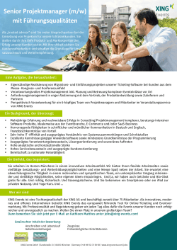 Senior Projektmanager (m/w) mit Führungsqualitäten