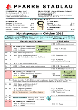 Monatsprogramm Oktober 2016