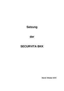 Aktuelle Satzung der SECURVITA BKK
