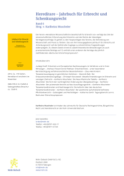Hereditare &ndash; Jahrbuch f&uuml;r Erbrecht und