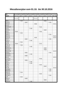 Messdienerplan vom 01.10. bis 30.10.2016