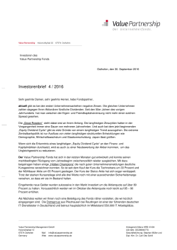 Investorenbrief 4 / 2016