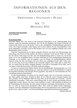 INFORMATIONEN AUS DEN REGIONEN