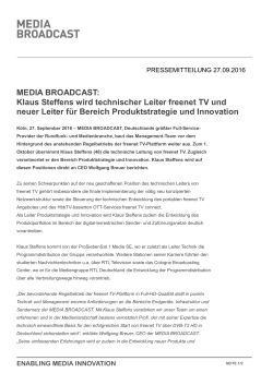 MEDIA BROADCAST: Klaus Steffens wird technischer