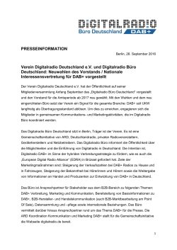 PRESSEINFORMATION Verein Digitalradio Deutschland e.V. und